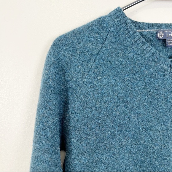 J. Crew Women’s Teal 100% Lambs Wool V-Neck Long Sleeve Pullover Sweater Sz S - Picture 3 of 8